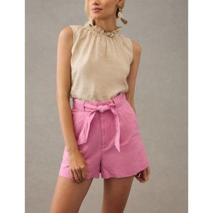 🏷️NWT Scotch & Soda High-Rise Linen Tie Shorts In Orchid Pink - Size Large